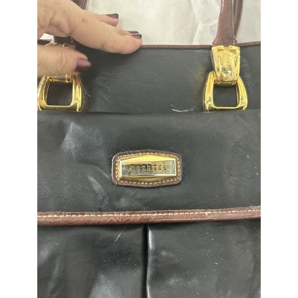 Rosetti Black Faux Leather Satchel Purse‎ Handbag